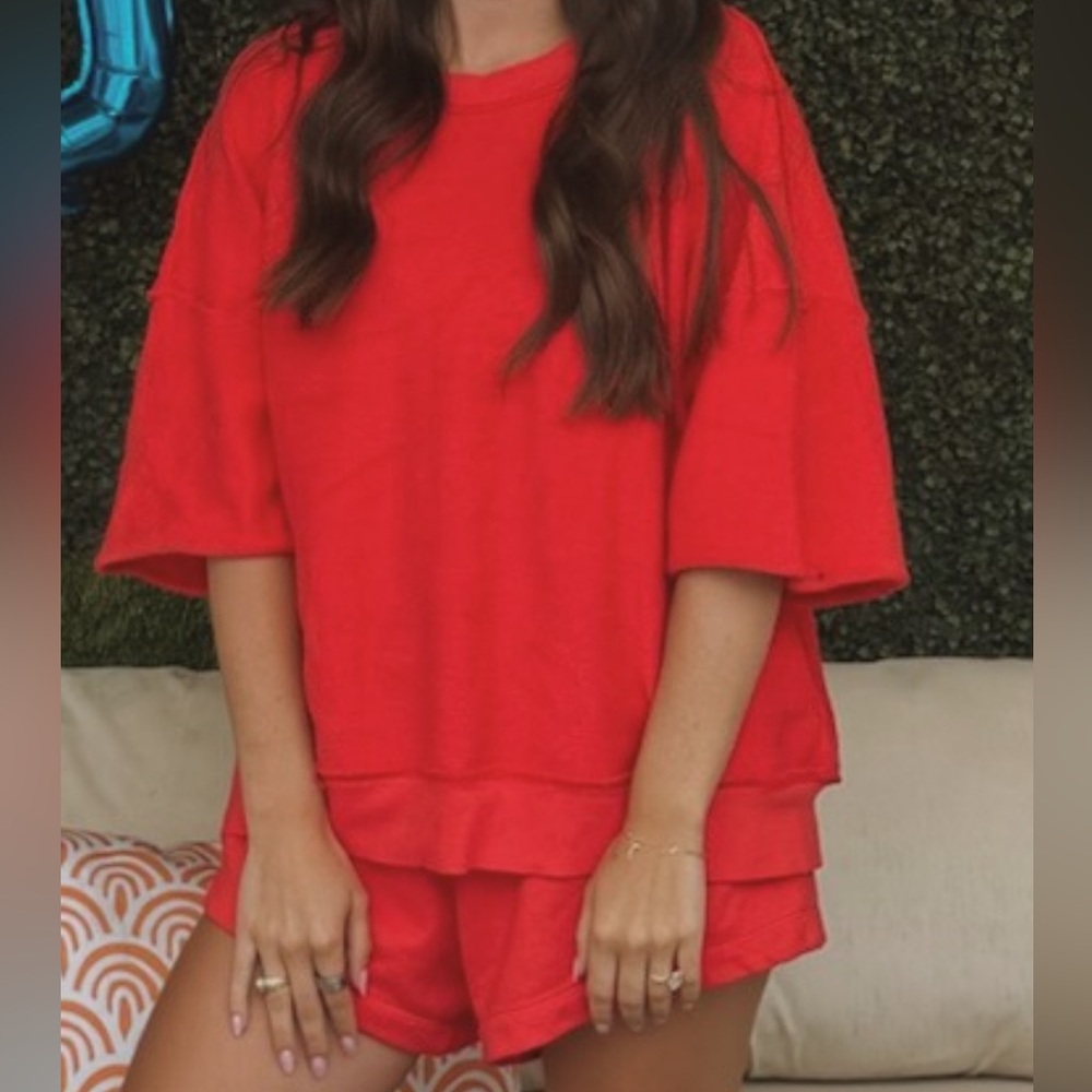 Daily Drills Red Sweatshirt & Shorts Set